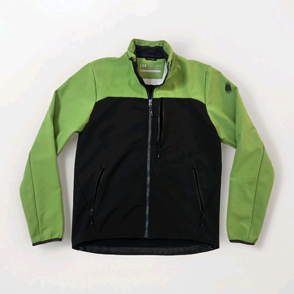 Helly Hansen Soft Shell Full Zip Jacket Mens Medium Green Idaho‎ Logo Outdoor